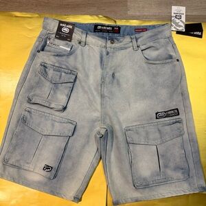 Ecko Unlimited Light Blue Cargo Shorts with Utility Pockets